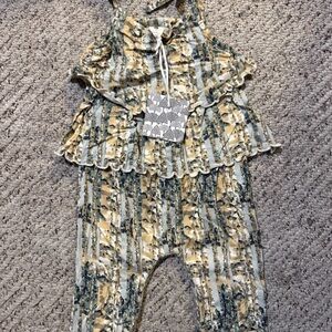 Kate Quinn Yellow and Green Ruffled Jumpsuit